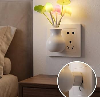 Smart LED Mushroom Night Light – Automatic Dusk-to-Dawn Plug-in Wall Lamp
