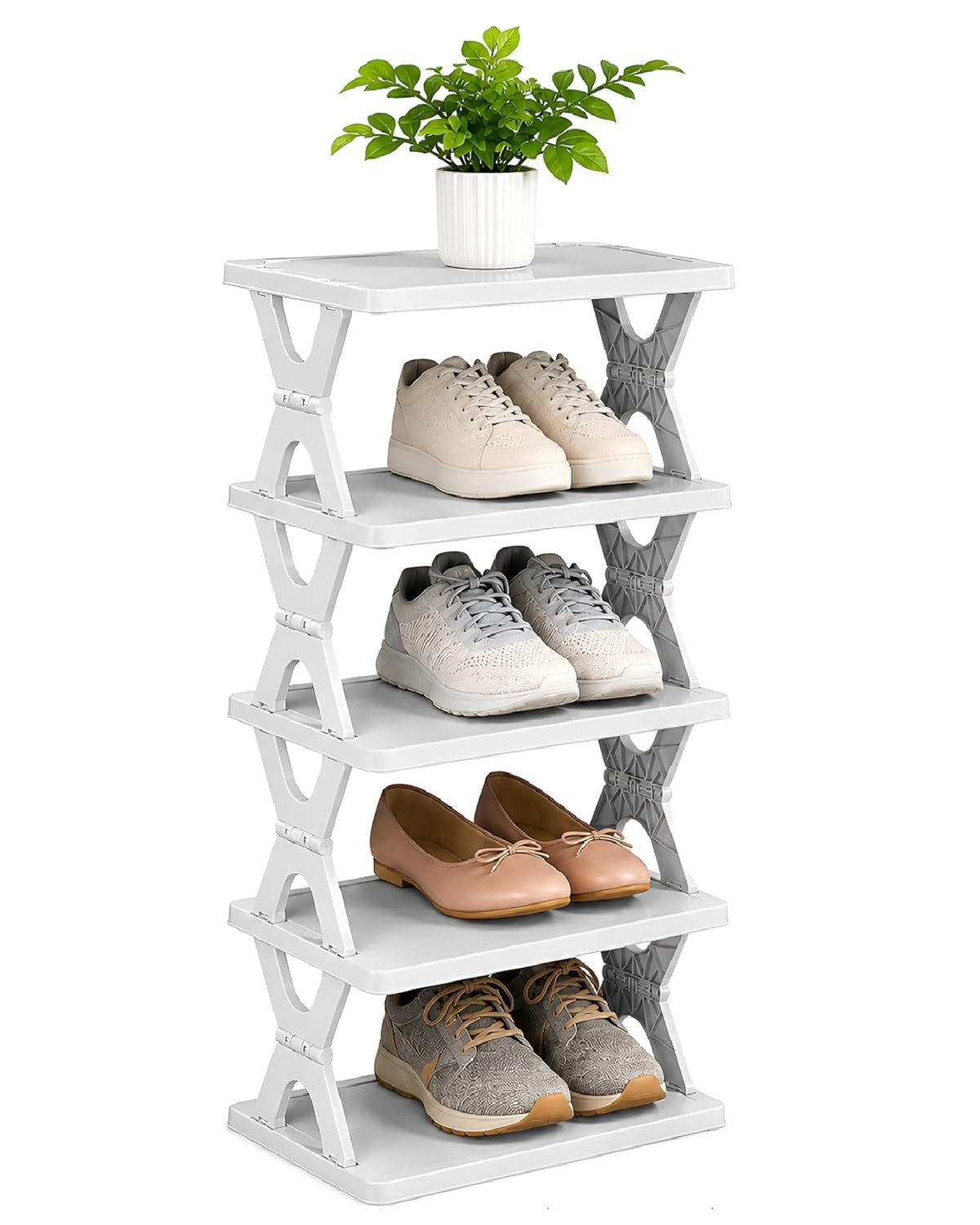 Foldable Vertical Shoe Rack – Slim Multi-Tier Space-Saving X-Shape Shoe Organizer Stand