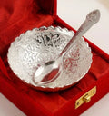 Silver Plated Bowl & Spoon Gift Set with Velvet Box