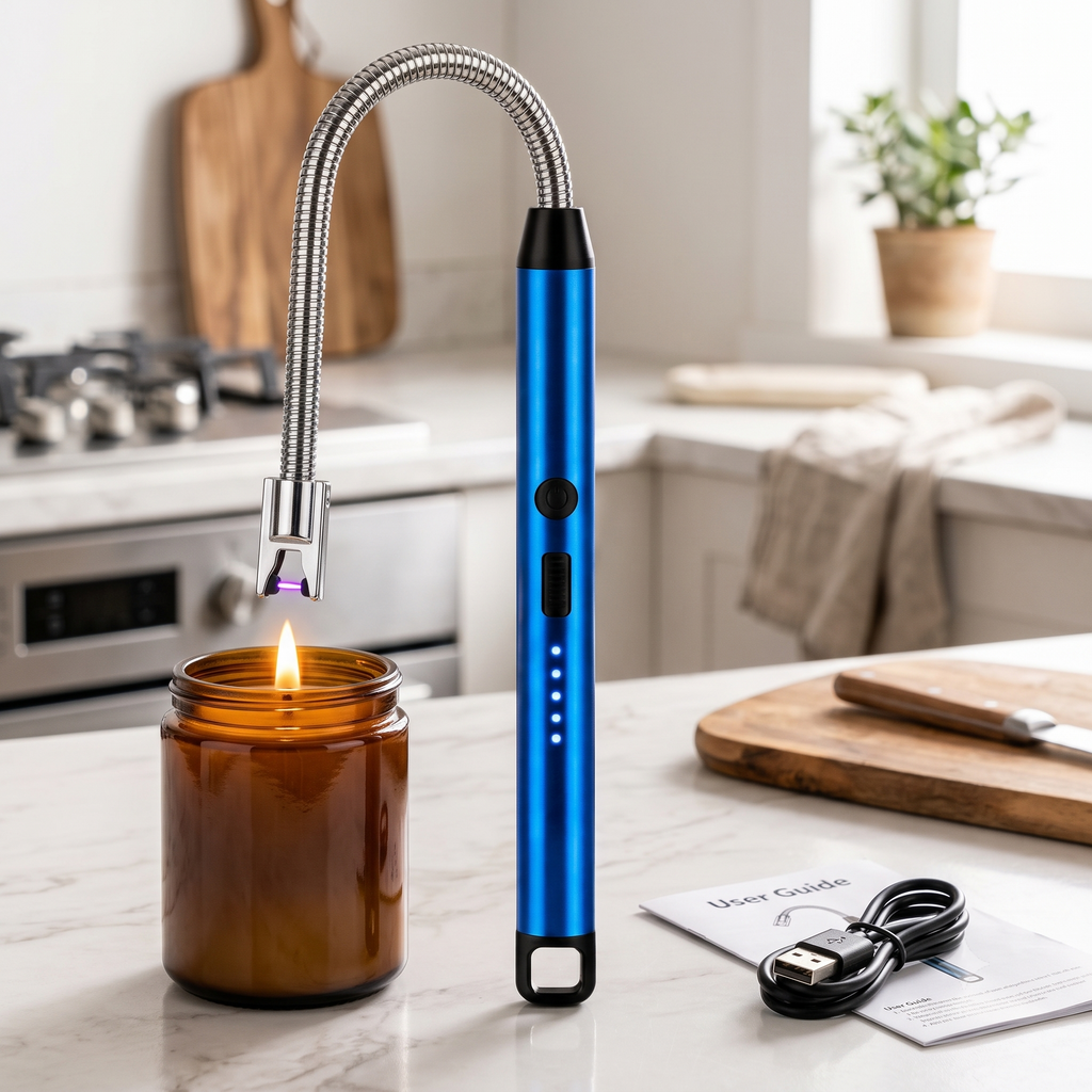 Rechargeable Electric Arc Lighter – 360° Flexible Neck Flameless Plasma Gas &amp; Candle Lighter