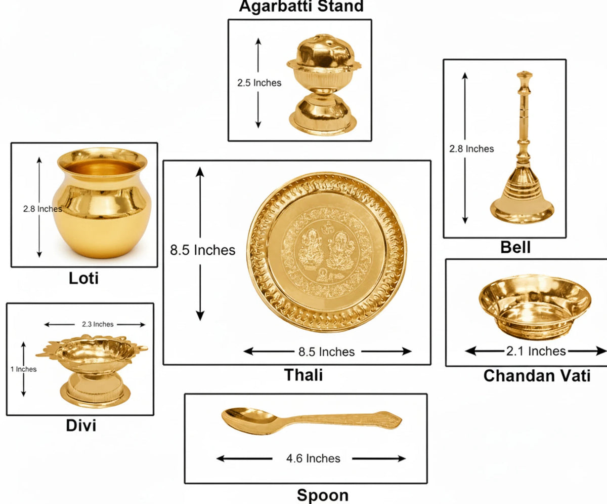 Gold Plated Pooja Thali Set with Gift Box