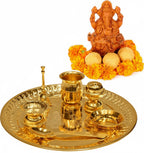 Gold Plated Pooja Thali Set with Gift Box