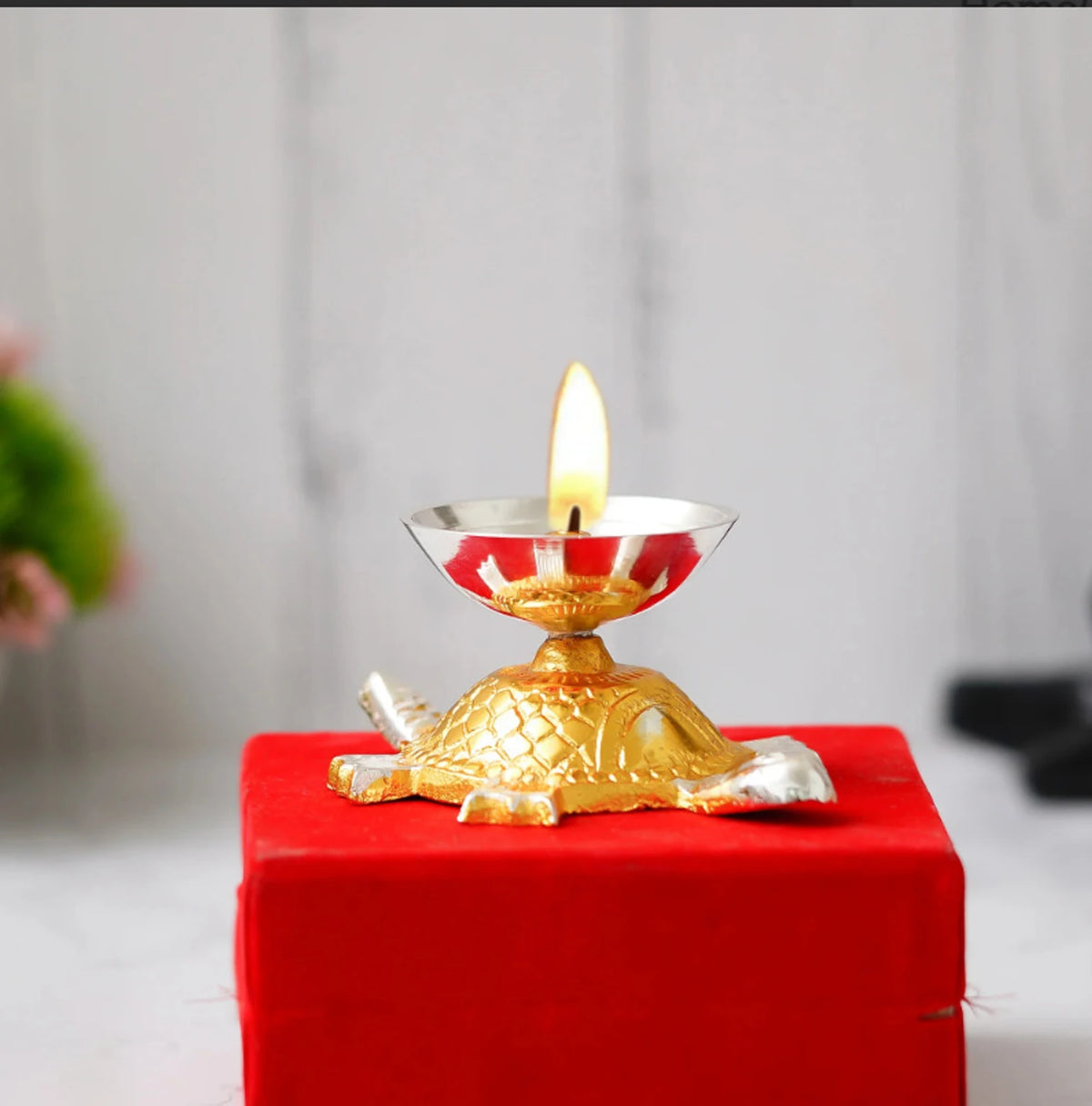 Tortoise Diya Gift Box | Gold & Silver Kachua Diya