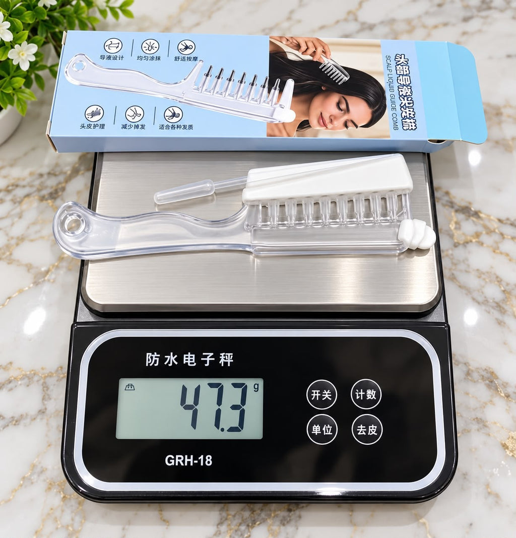 Hair Oil Applicator Comb with Built-In Serum Chamber & Massager Tips