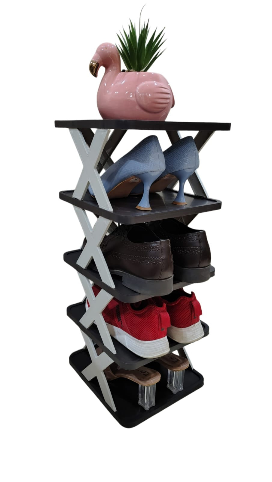 Foldable Vertical Shoe Rack – Slim Multi-Tier Space-Saving X-Shape Shoe Organizer Stand