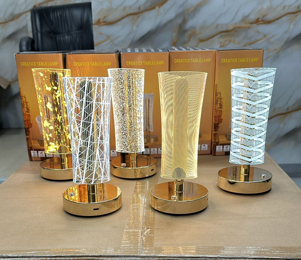 Modern Cordless Crystal LED Table Lamp – Touch Dimming Bedside & Ambient Night Light