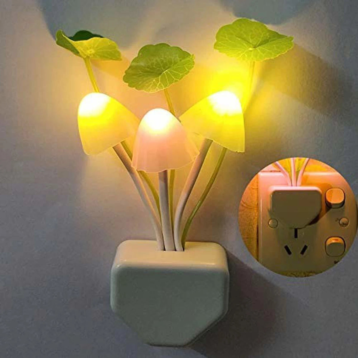 Smart LED Mushroom Night Light – Automatic Dusk-to-Dawn Plug-in Wall Lamp